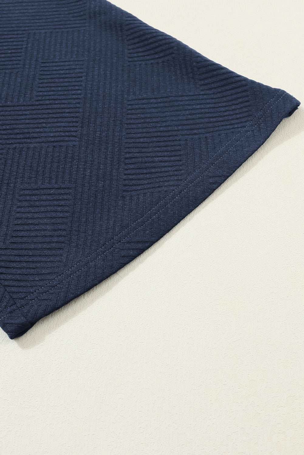 Navy Blue Textured Loose Fit T Shirt and Drawstring Pants Set - Love Salve